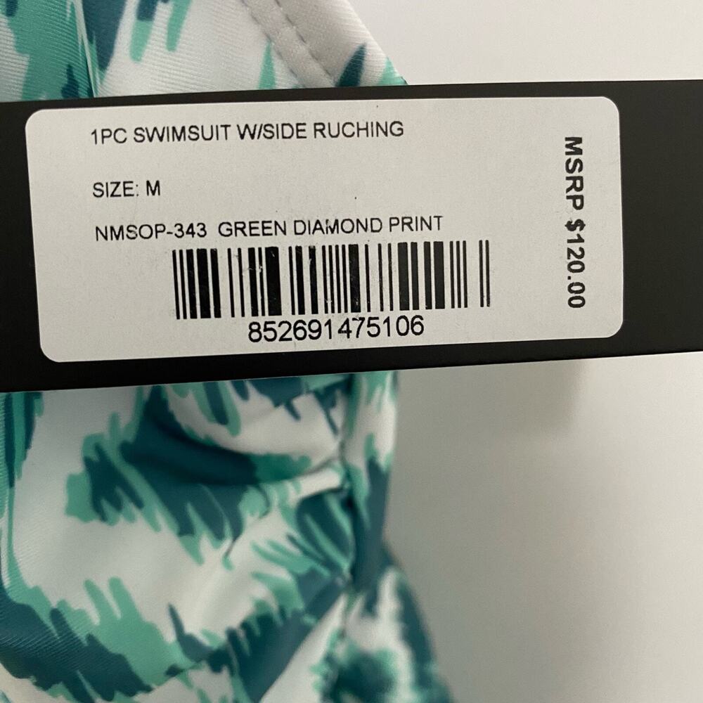 Nicole Miller Women's Medium One Piece Ruched Swim Suit Resort Geometric NWT - Picture 10 of 12